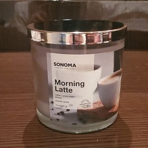 A Wake Me Up Sonoma Morning Latte Scented Candle with 3 Wick